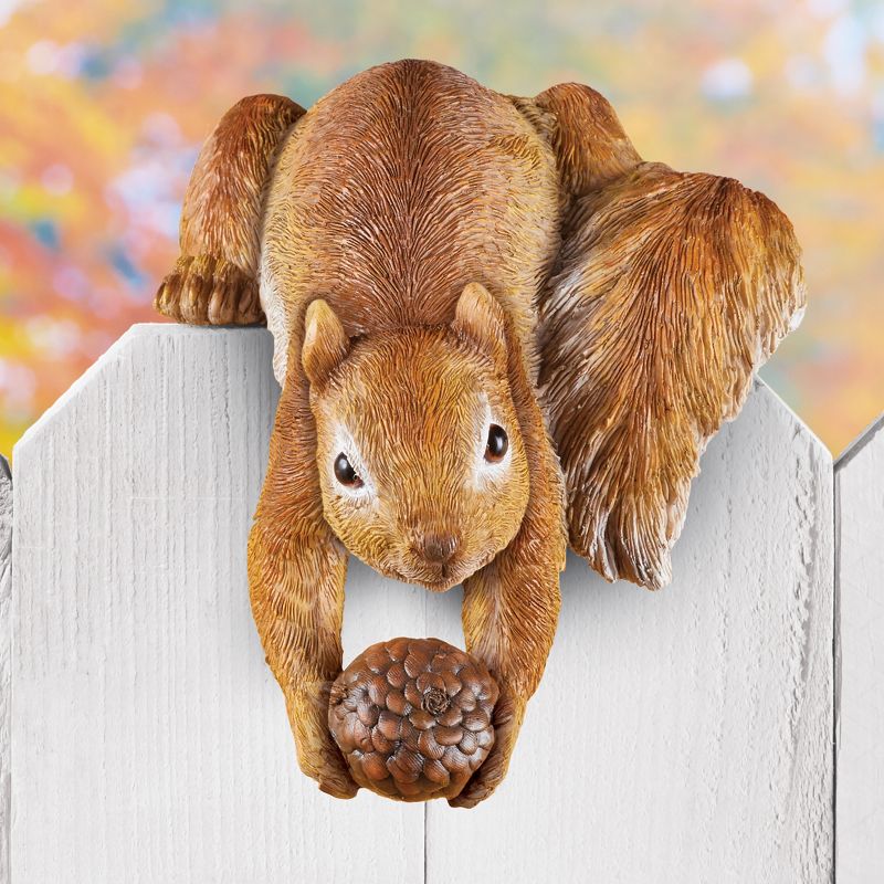 Collections Etc Over the Fence and Railing Squirrel with Nut Figurine 5.5 X 6 X 7, 2 of 4