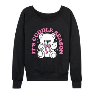 Women's - Instant Message - Its Cuddle Season Lightweight French Terry Wide Neck Long Sleeve Graphic Shirt - 1 of 4