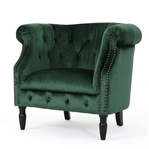 Akira New Velvet Club Chair Emerald Green - Christopher Knight Home