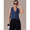 INSPIRE CHIC Women's Sleeveless V Neck Button Down Jean Crop Denim Tank Tops - 3 of 4