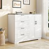 Multifunctional Wooden Dresser for Bedroom, 43.3'' H 2 Door Wardrobe Armoire Closet w/4 Drawers and Hanging Rod,Low Storage Cabinet for Hanging Cloth - 4 of 4