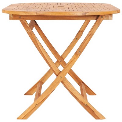 Teak Wood Folding Patio Dining Table 63" Brown