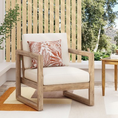 Sapphtopaz Wood Patio Dining Chairs Patio Chairs with Waterproof Thick Cushion Deep Seating for Garden, Patio, Lawn