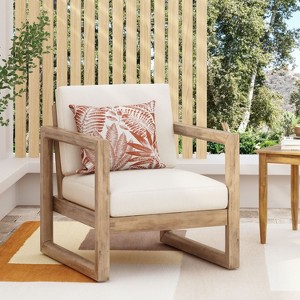 PAGED Wood Patio Dining Chairs Patio Chairs with Waterproof Thick Cushion Deep Seating for Garden, Patio, Lawn - 1 of 4