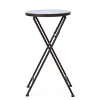 CAVINAS Foldable Outdoor Side Table with Glass Top and Iron Frame,Portable and Stylish Small Patio Table,Patio End Table for Garden,Patio,White+Blue - 4 of 4