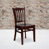 Emma and Oliver 2 Pack Vertical Slat Back Wooden Restaurant Chair - 2 of 4