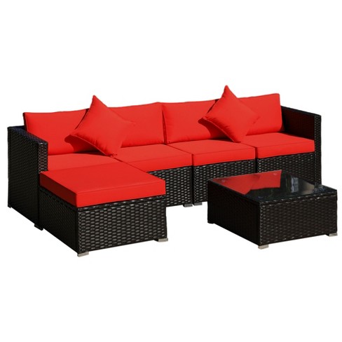 Outsunny 6 Pieces Patio Furniture Sets Outdoor Wicker Conversation Pe