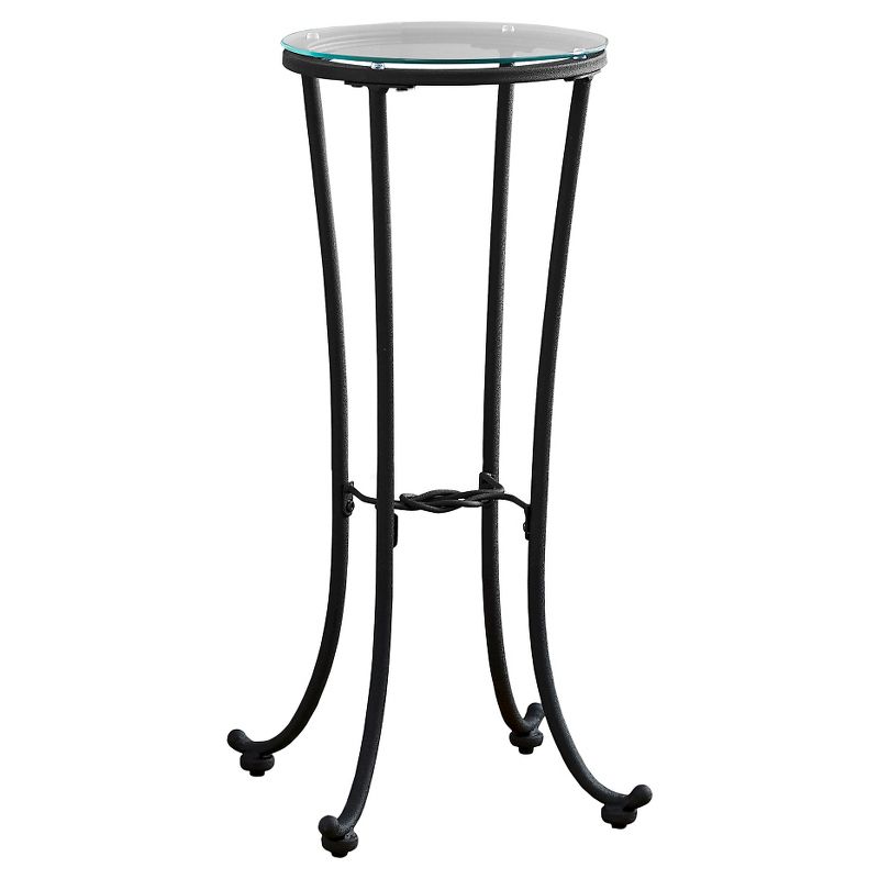 Accent Table Hammered Metal with Tempered Glass Black - EveryRoom, 1 of 7