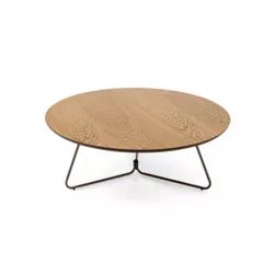 Wood and Metal Round Coffee Table Oak - Herval