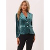 INSPIRE CHIC Women's Notched Lapel Vintage Office Button Front Velvet Blazer - 3 of 4