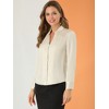 INSPIRE CHIC Women's Ruffled Stand Collar Long Sleeve Button Elegant Satin Shirt - 4 of 4