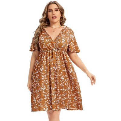 LXT-Plus Size Summer Dress Women's  A-Line Swing Floral Party Midi Dresses