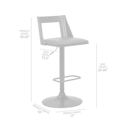 Adjustable Swivel Black Faux Leather and Walnut Wood Barstool