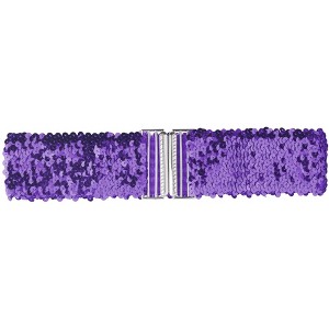 Allegra K Women's Stretchy Waist Belts Metal Interlock Buckles Sequins Decor Belts 60cm/23.62" 1 Pc - 1 of 4
