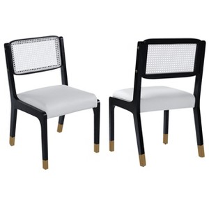 Dexmalle Set of 2 Modern Dining Chairs with Solid Wood Legs and Rattan Back - 1 of 4