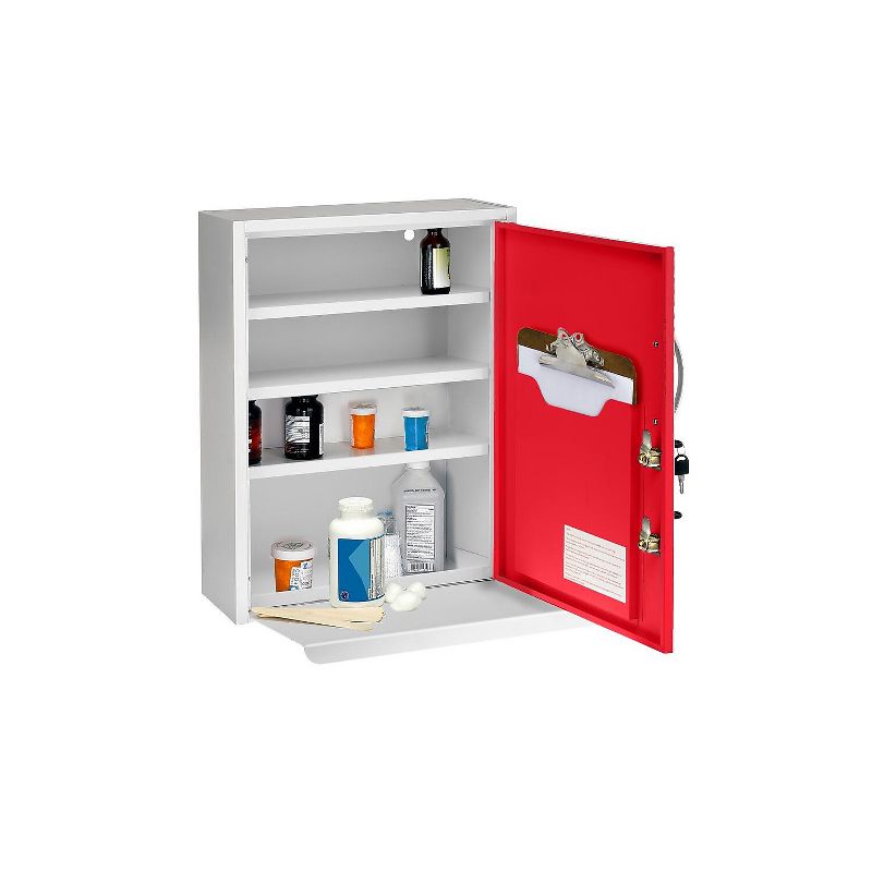 AdirMed 21 in. H x 16 in. W Dual Lock Surface-Mount Medical Security Cabinet in Red with Pull-Out, 3 of 8