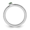 Black Bow Jewelry 14k White Gold, Created Emerald & 1/8 Ctw Diamond Stackable Ring - 2 of 4