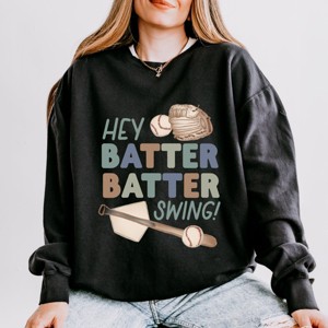 Simply Sage Market Hey Batter Batter Swing Watercolor Lightweight Garment Dyed Sweatshirt - 1 of 4