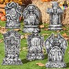 Joyfy 6 Pcs 15.7" Halloween Tombstones Outdoor Cemetery Decor, RIP Plastic Headstones Prop with 12 Metal Stakes for Yard Lawn Graveyard Decor - 2 of 4