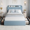 Bed Frame for Kids, Upholstered Platform Bed with 2 Large Storage Drawer and Bookcase Headboard, Noise-Free, Easy Assembly, No Box Spring Needed - 2 of 4