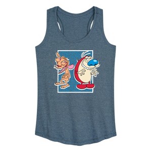 Women's - Ren & Stimpy - Friendly Laughter Graphic Racerback Tank - 1 of 4