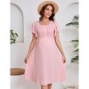 Women's Maternity Square Neck Smocked Dress Summer Short Sleeve Casual Flowy Midi Dress Photoshoot Baby Shower - 2 of 4