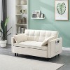 ORRD Modern Velvet Loveseat Futon Sofa Bed, 3-in-1 Convertible Sleeper with Reclining Backrest & Toss Pillows, Small Space Sofa for Living Room - 2 of 4