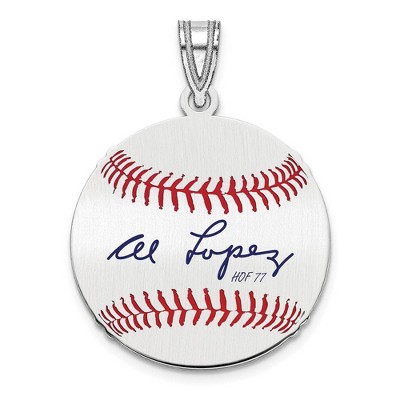 Black Bow Jewelry Sterling Silver Al Lopez Signature SM Enamel Baseball Pendant