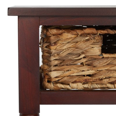 Christa Cherry Pine Console Table with Rattan Storage