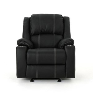 Sarina Traditional Leather Recliner with Steel Cup Holders Black - Christopher Knight Home: Faux Leather, Plywood Frame, 300 lbs Capacity - 1 of 4