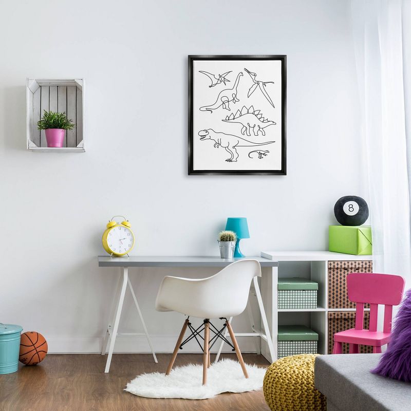 Wall Art by Melissa Wang Various Dinosaurs Outline Doodles Black Framed Kids&#39; Floater Canvas - Stupell Industries, 4 of 8