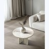 PAGED Modern Luxury Natural Marble Round Coffee Table for Living Room,Stylish Desigh Real Marble Center Table Tea Table End Table - 2 of 4