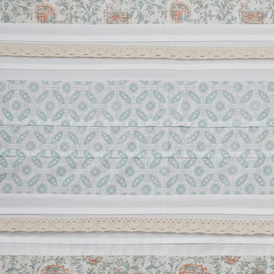 Coral and White Cotton Paisley Shower Curtain