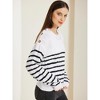 INSPIRE CHIC Women's Striped Pullover Crewneck Long Sleeve Cable Knitted Sweater - 3 of 4