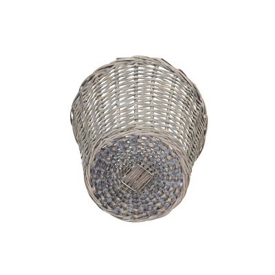 Gray Wash Willow Wicker Waste Basket with Plastic Liner