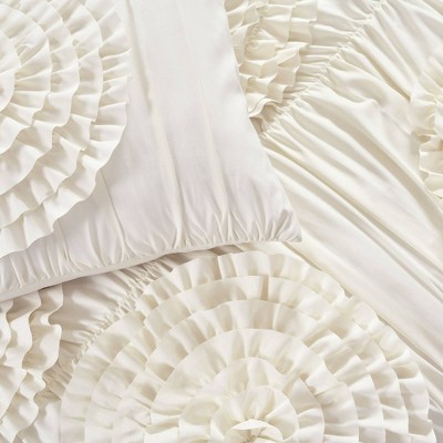 Ivory Microfiber Floral 3-Piece Comforter Set