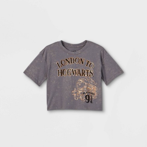 Girls' Harry Potter London To Cropped Short Sleeve Graphic T-shirt Gray :