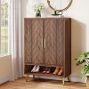 ORRD Walnut Shoe Storage Cabinet with Doors, 6-Tier Entryway Organizer with Gold Legs & Adjustable Shelves for Hallway, Living Room - 2 of 4