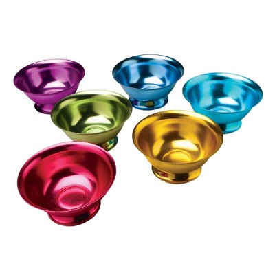 Retro Multi-Colored Aluminum Ice Cream Dessert Bowls Set of 6