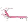 vidaXL Patio Lounge Chair Folding Sunlounger Porch Sunbed with Canopy Aluminum - Pink - 4 of 4