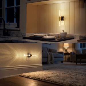 YANSUN 2-Pack 1W Plug-in Warm Light Night Lamp, Acrylic Bubble Rod, Up & Down Glow, Black & Copper Base, Sliding Dimmer - 1 of 4