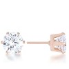 Slickblue 3.4ct CZ Rhodium Stainless Steel Stud Earrings for Women, Rose Gold/Silver, Prong Set, Contemporary Jewelry - 2 of 3