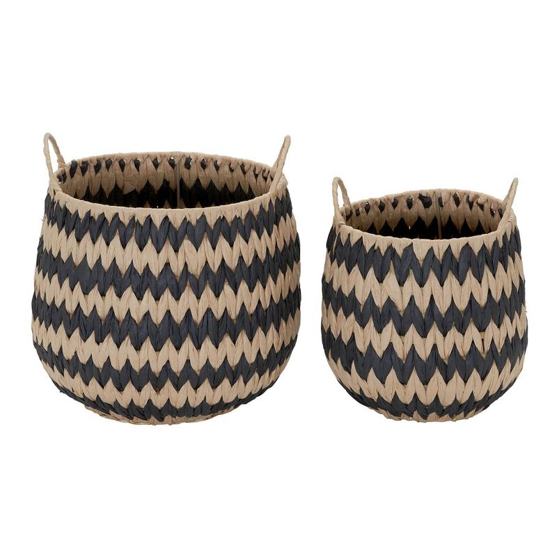 Household Essentials Set of 2 Flame Stitch Baskets Cattail and Paper Fibers, 1 of 10