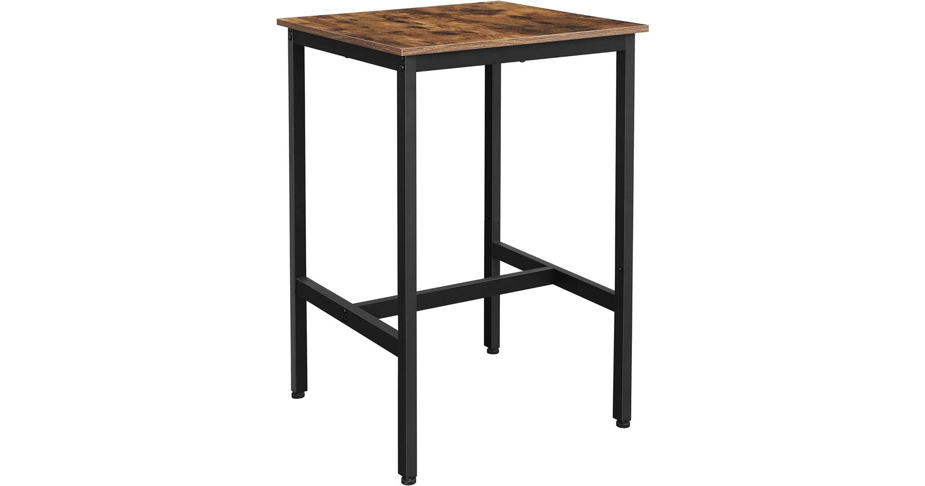 VASAGLE Bar Table, Small Kitchen Dining Table, High Top Pub Table, Height Cocktail Table, for Narrow Spaces, Rustic Brown and Black