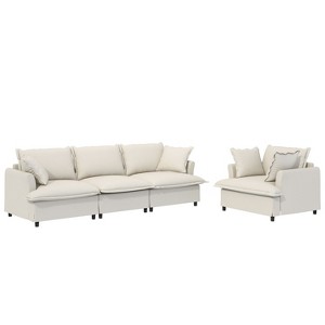 NicBex Couches for Living Room 3pc L-shaped Sectional Sofa Modern Chenille Upholstered Sofa Couch with Movable Ottoman - 1 of 4