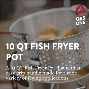 Gas One 10 QT Aluminum Fry Pot with Easy Grip Handle Outdoor Fryer with Perforated Strainer Basket – Ideal for Seafood, Chicken - 1 of 4