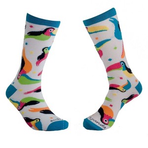 Colorful Toucan Pattern Socks for Tweens from the Sock Panda (Tween Sizes, Small) - 1 of 4