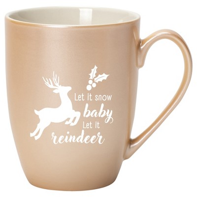 Elanze Designs Let It Snow Baby Let It Reindeer Pearlescent Sand 10 ounce New Bone China Coffee Cup Mug