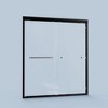 Semi-Frameless Double Gliding Shower Door, Bypass Style, Matte Black SGCC Tempered Glass - 2 of 4