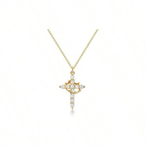 Crown Cross Necklace, Diamond Cross, 12 - Color Birthstone for Women - 1 of 4